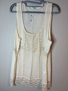 Maurices Cream Crochet Trim Sleeveless Tank